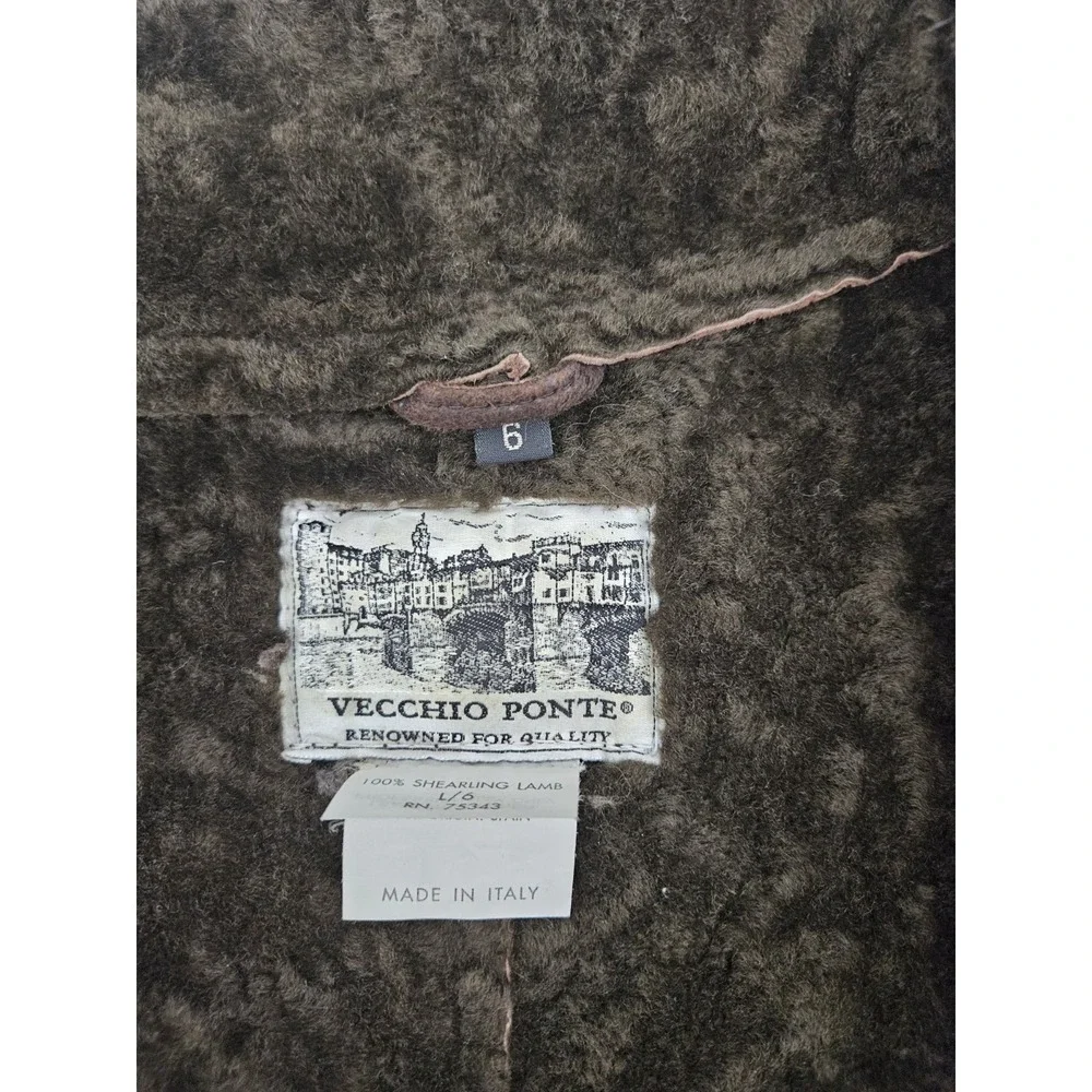 VECCHIO PONTE 100% Shearling Lamb Leather Jacket Sz 6 Made in Italy - Picture 5 of 8